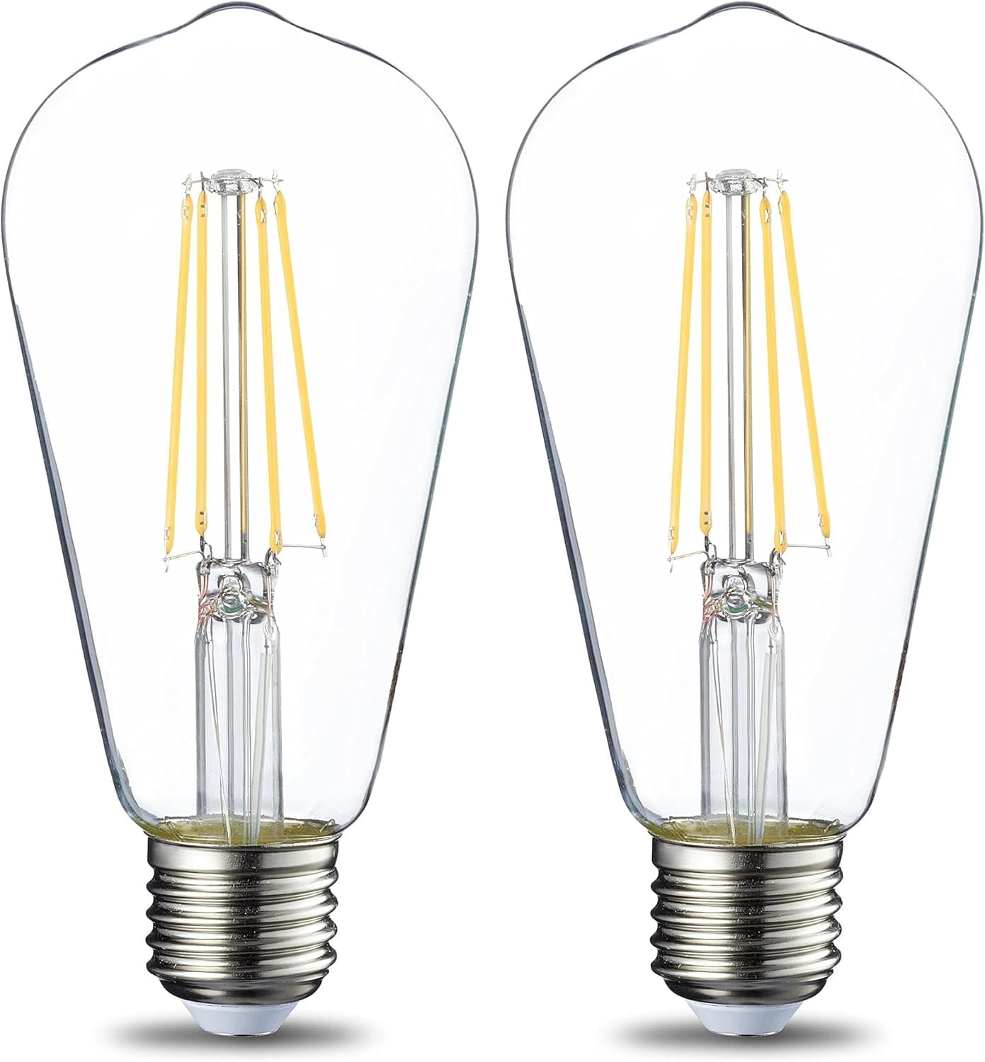 7W ST64 LED Bulb 60W Replacement, Dimmable E27 Edison Screw, Warm White 2700K, Clear Glass Vintage Style Lamp for Home, Living Room & Decorative Lighting